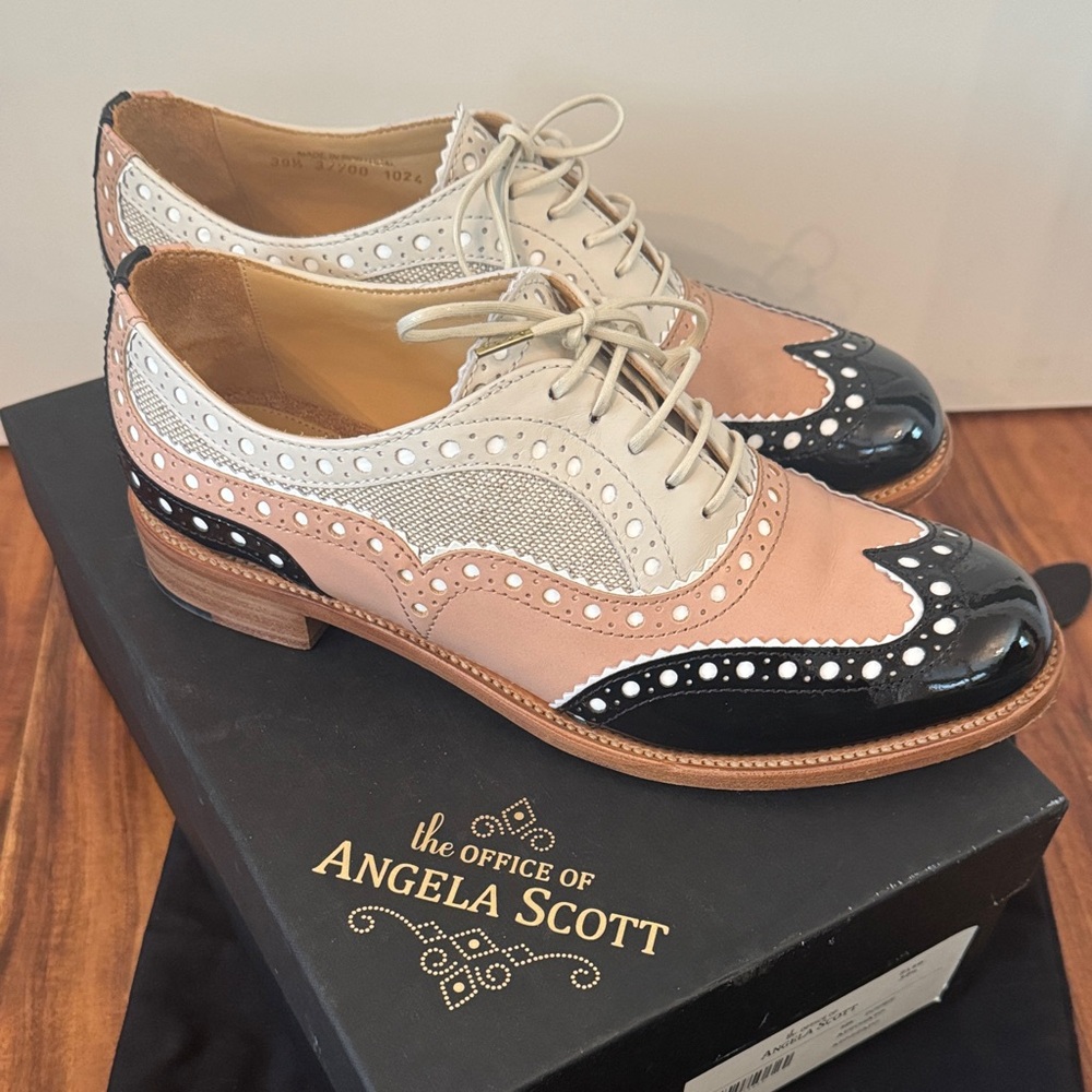 Angela Scott Women's Oxfords- Black, Pink, and Cream